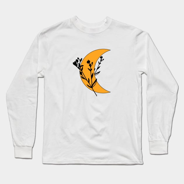 Moon and Wildflowers Long Sleeve T-Shirt by JuanaBe